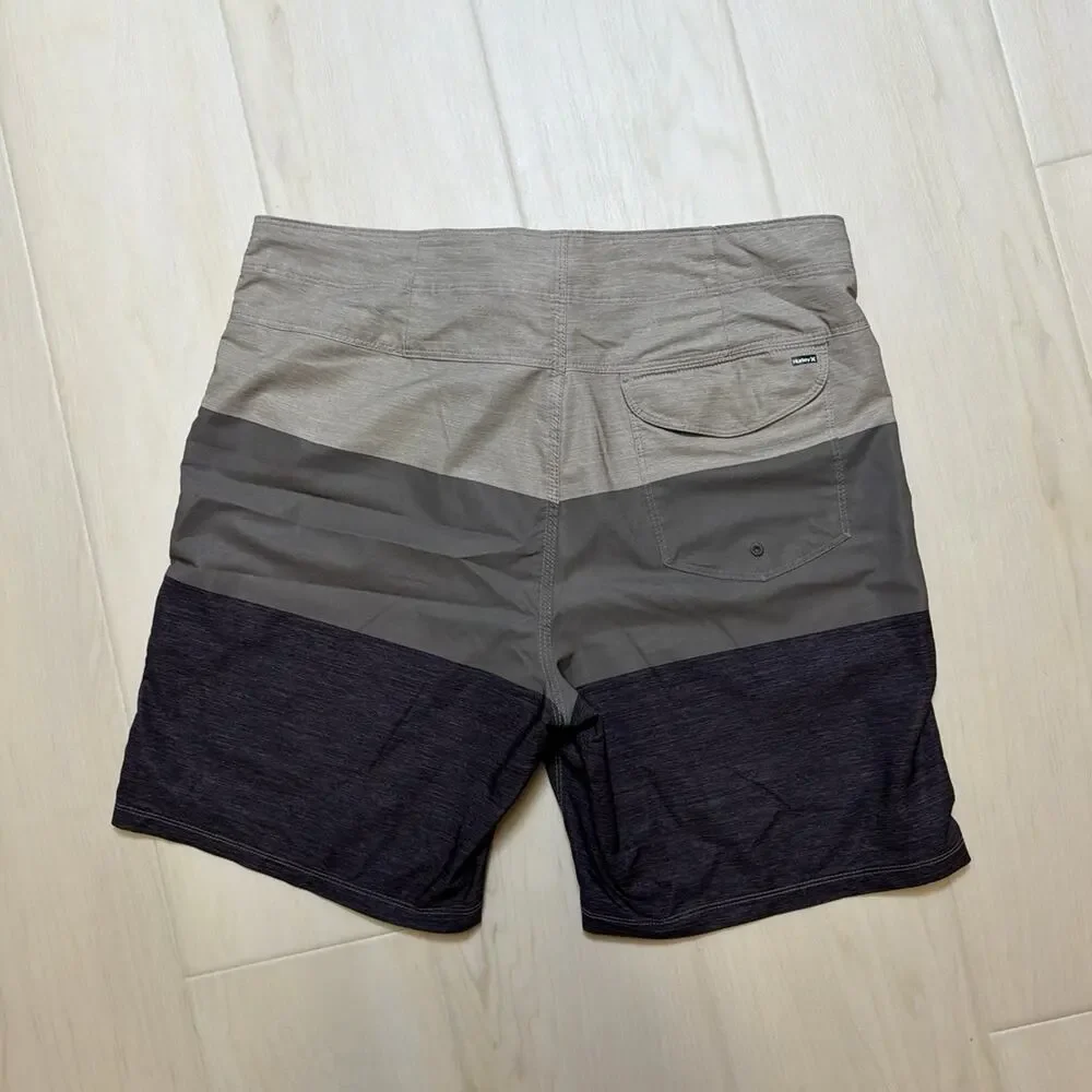 Hurley Phantom Block Party Grey Black Ombre Colorblock Board Shorts Size 34